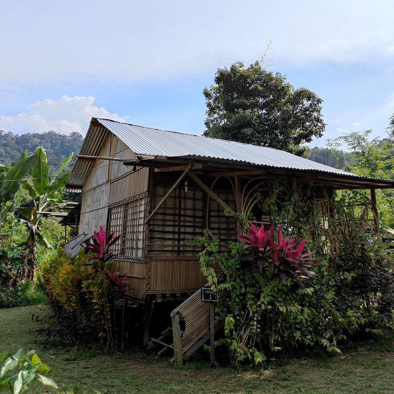 Quaint and cozy bamboo hut at our homestay campsite